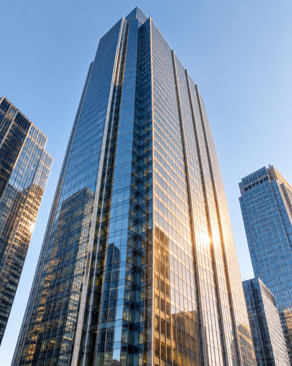 Arquitetura de vidro e aço de um centro financeiro