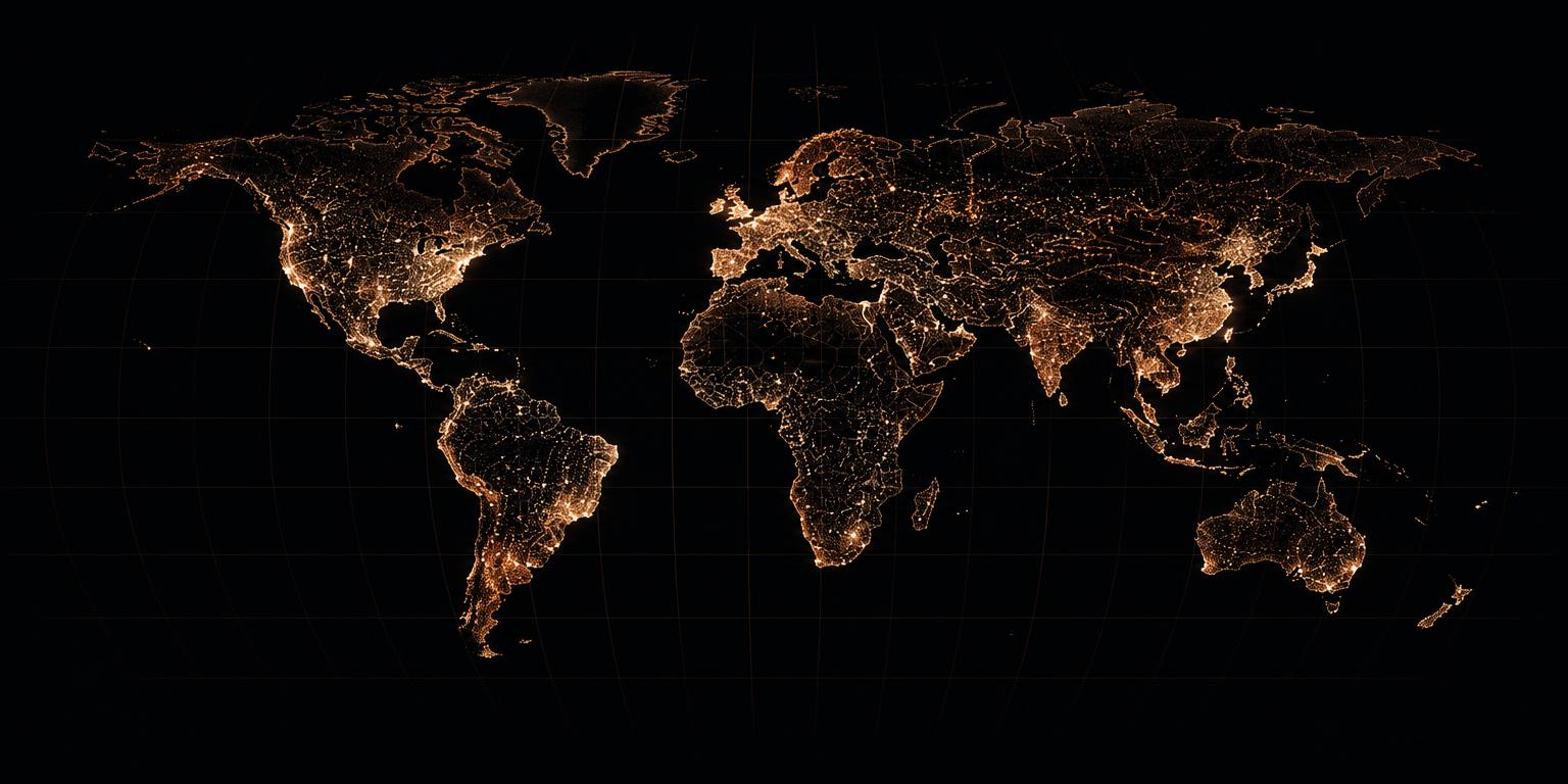 Mapa dos continentes em pontos de cobre
